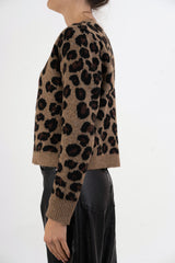 Cardigan WildMood in misto lana leopardato