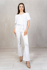 Jeans bootcut a vita alta Bianco