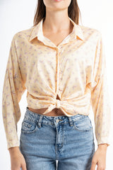 Camicia in raso a fantasia floreale