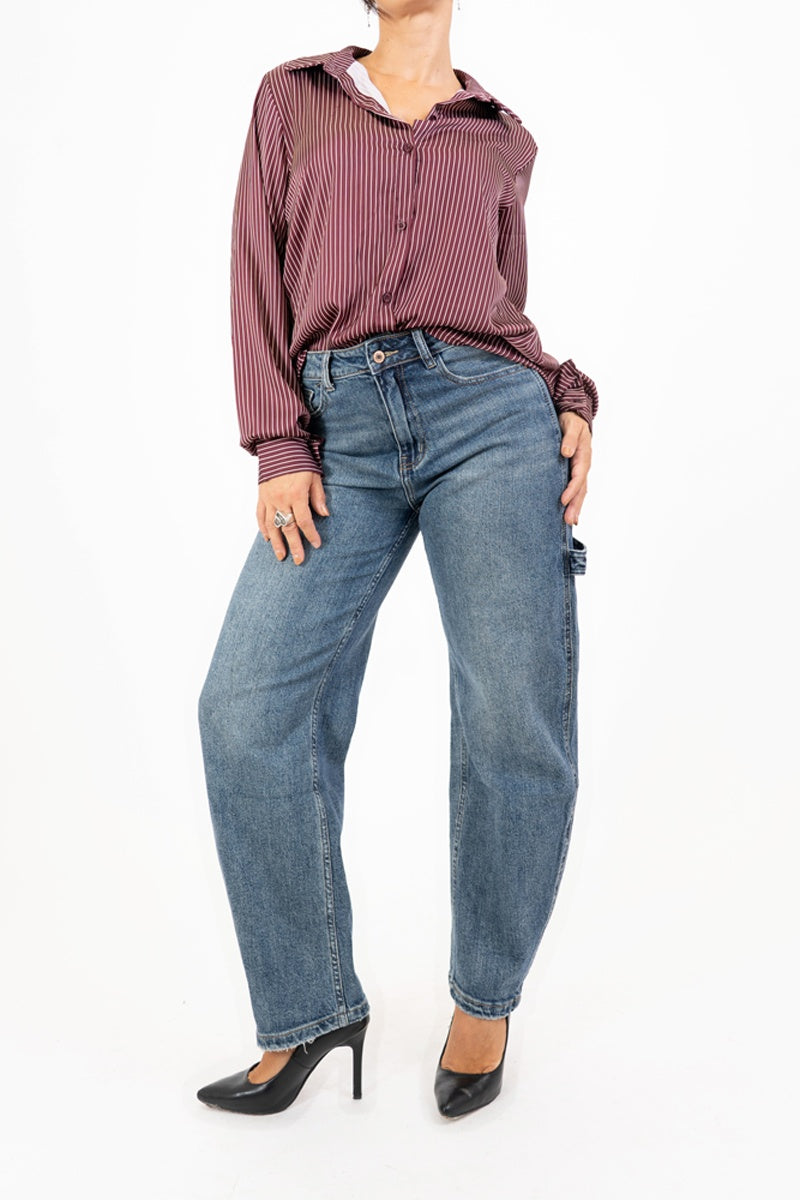 Camicia gessata in raso ShineStripe