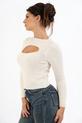 Maglia GlimmerCut con oblò e micro paillettes