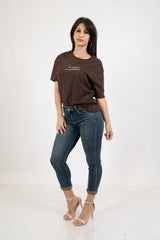 T-shirt scritta cotone “Di mattina...”.