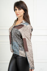 Maglia camicia patchwork maculato