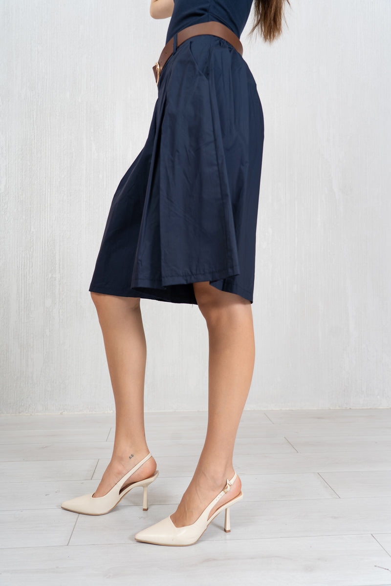Bermuda Skirt Illusion in cotone con cintura