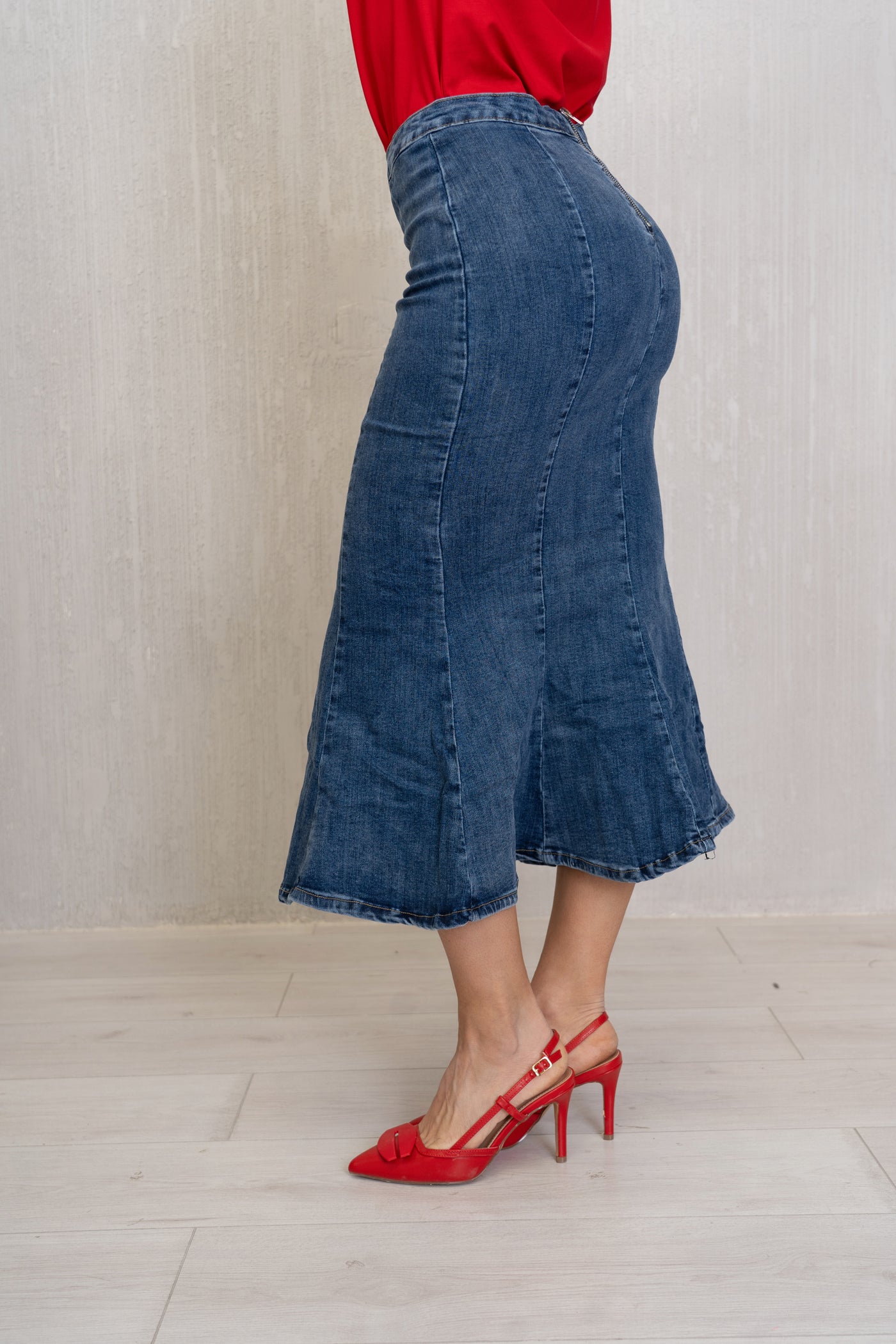 Gonna lunga a sirena in denim