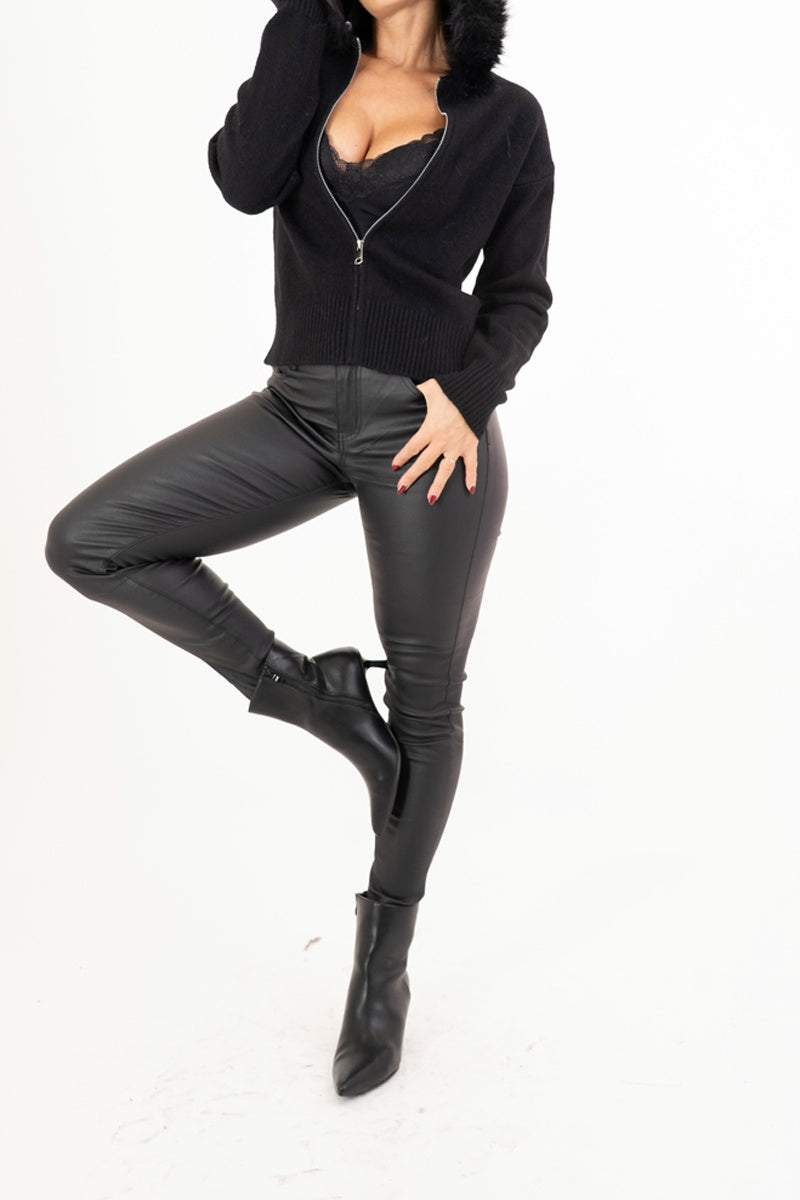 Giacchetto Fur Cozy con cappuccio e bordo removibile