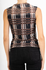 Maglia smanicata drappeggiata fantasia Urban Check
