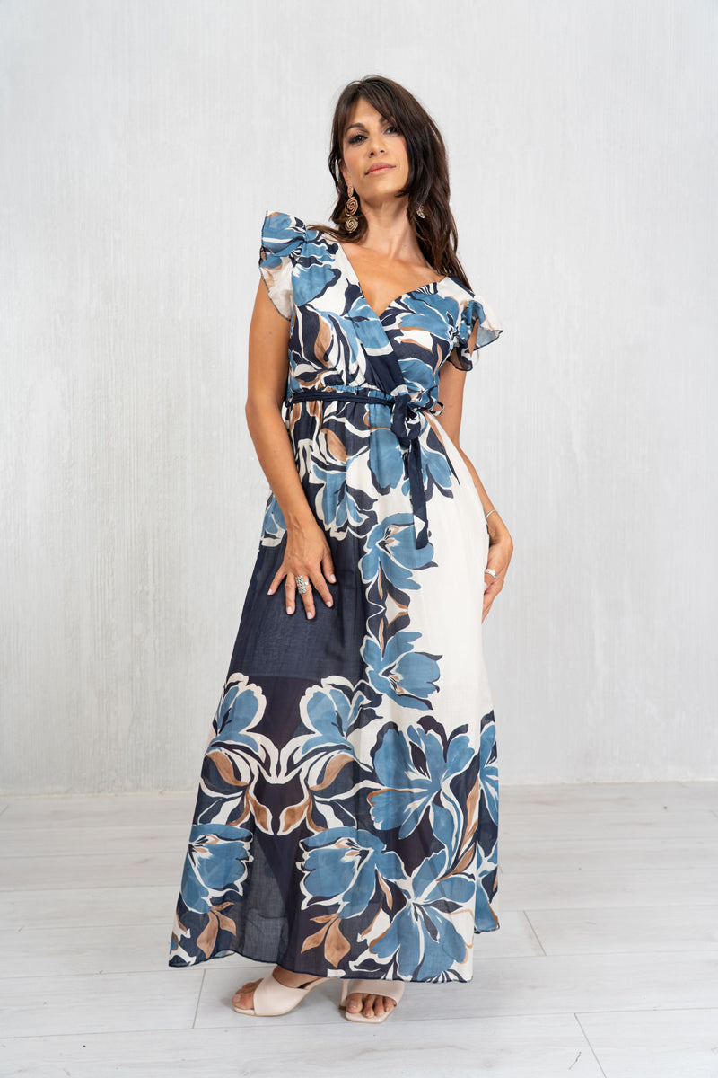 Abito incrociato Jungle Bloom in 100% cotone