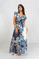 Abito incrociato Jungle Bloom in 100% cotone