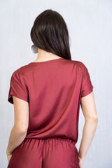 Maglia scollo a V in viscosa e seta