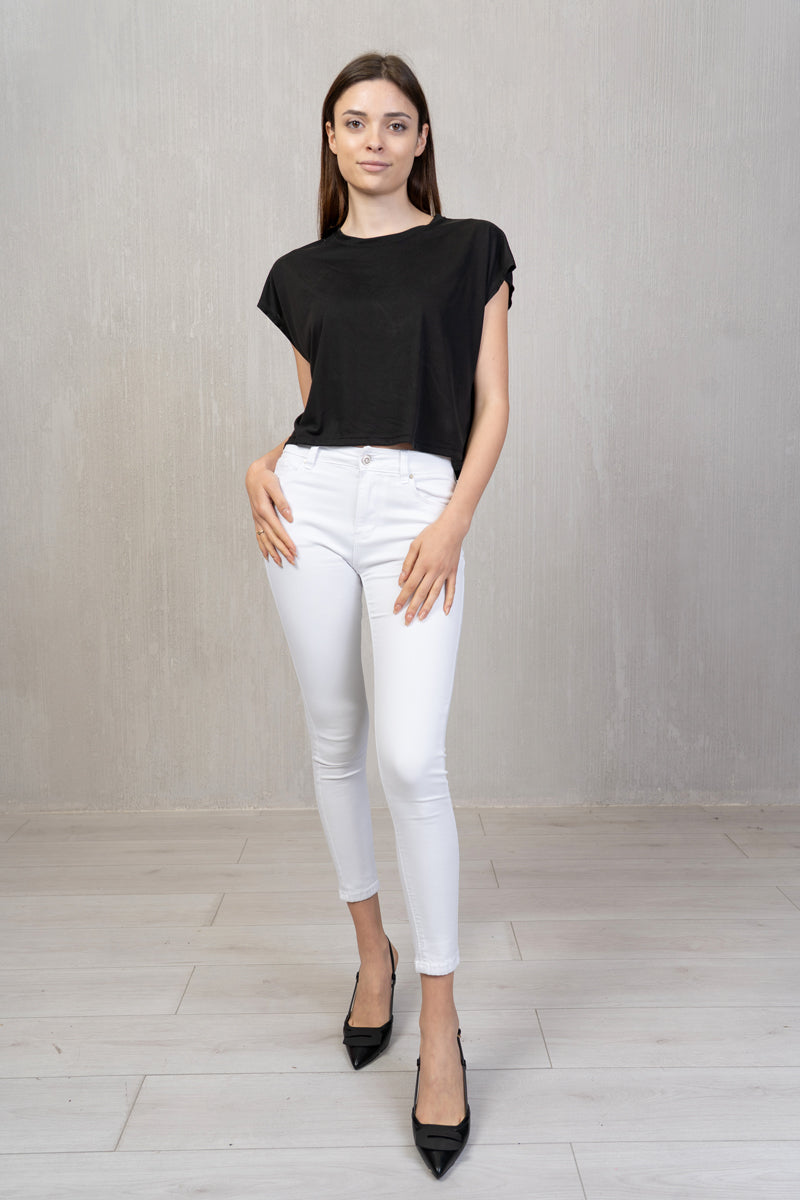 Maglia crop quadrata viscosa leggera