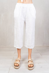 Pantagonna in 100% lino con elastico in vita