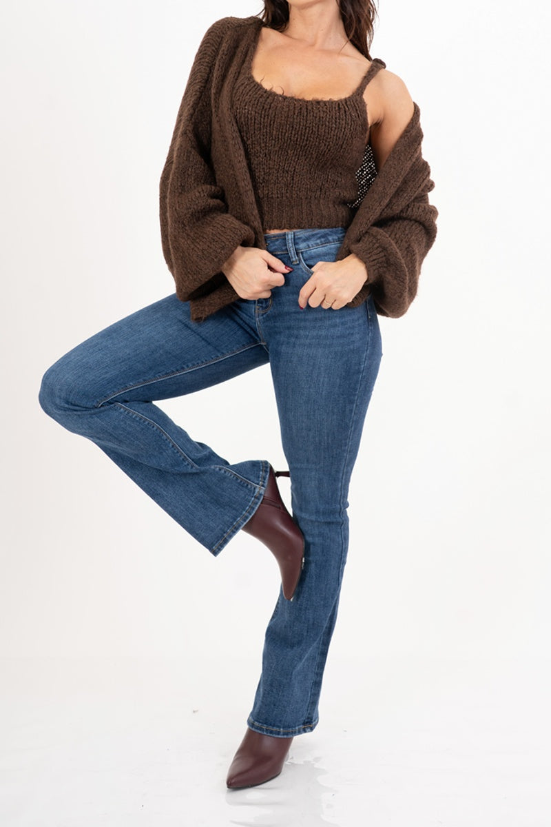 Twin set in maglia spessa con top e cardigan ampio