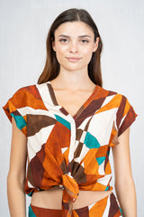 Camicia nodo in viscosa GeoSunset