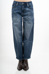 Jeans balloon fit a vita alta lavaggio medio elasticizzato