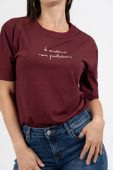 T-shirt scritta cotone “Di mattina...”.