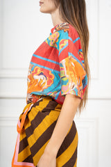 Camicia Bengala in tencel velato a fantasia
