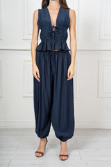 Completo in Tela Fiammata con Top Arricciato e Pantalone Palloncino