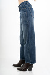 Jeans balloon fit a vita alta lavaggio medio elasticizzato