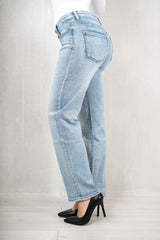 Jeans wide leg strass lavaggio chiaro