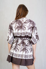 Kimono corto in raso Palm Sunset