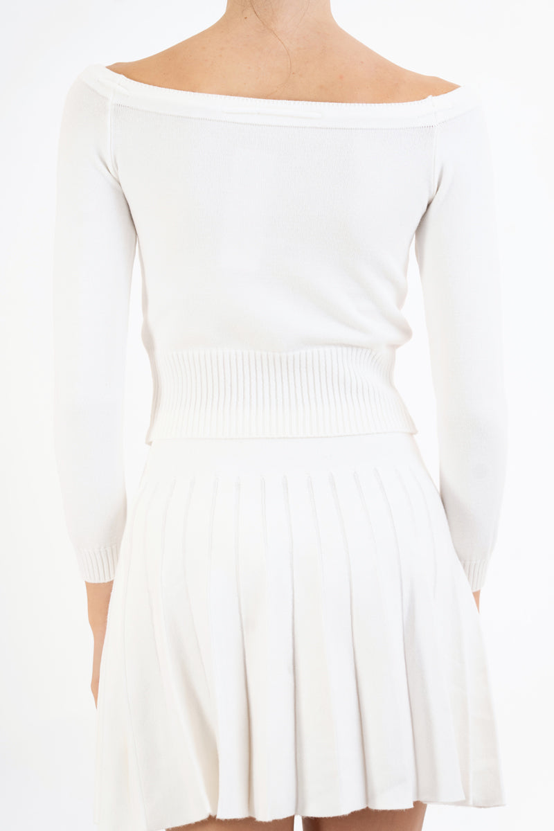 Maglia crop off-shoulder con laccio