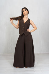 Gilet in tela leggera con bottoni