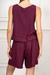 Completo in Tencel e Lino con Top Smanicato e Bermuda
