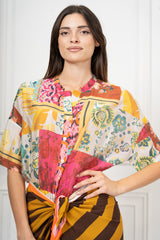 Camicia Aurora in tencel velato a fantasia