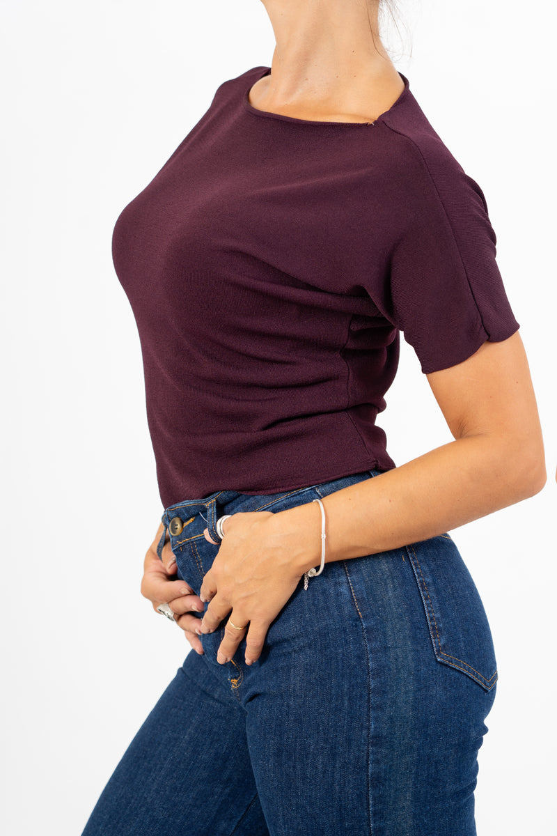 Maglia mezza manica in filato misto viscosa