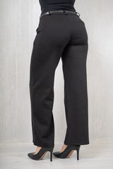 Pantalone palazzo elastico spinato nero