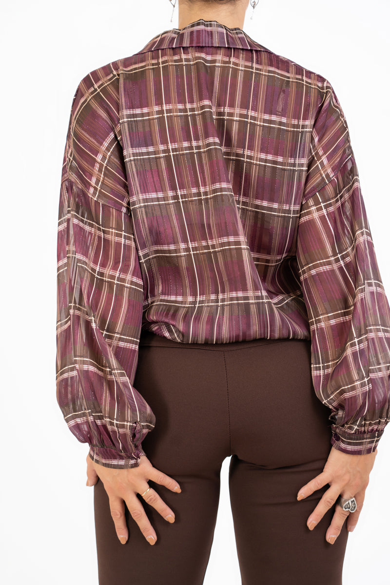 Camicia in georgette velata ShineCheck con lurex