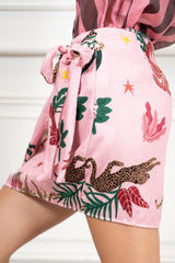 Minigonna Portafoglio Fantasia Jungle Rosa Made in Italy
