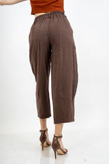 Pantalone cropped vita alta in modal fluido.