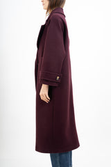 Cappotto lungo in panno doppio petto con martingala ai polsi