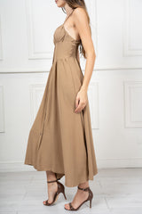 Abito lungo bustier in tela leggera con spalline regolabili Amalfi