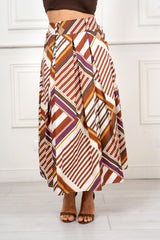 Gonna Lunga in Cotone Fantasia Geometrica