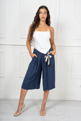 Pantalone Midi in Misto Viscosa con Fusciacca Charm