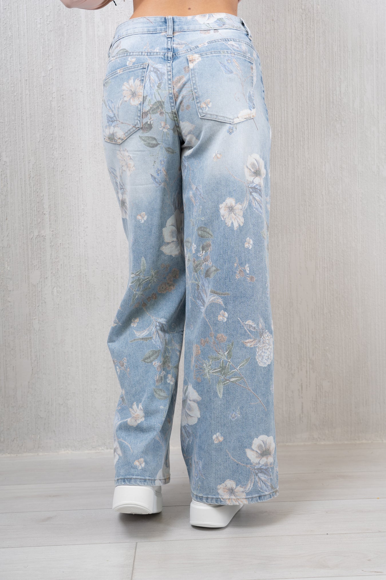 Jeans wide leg stampa fiorata