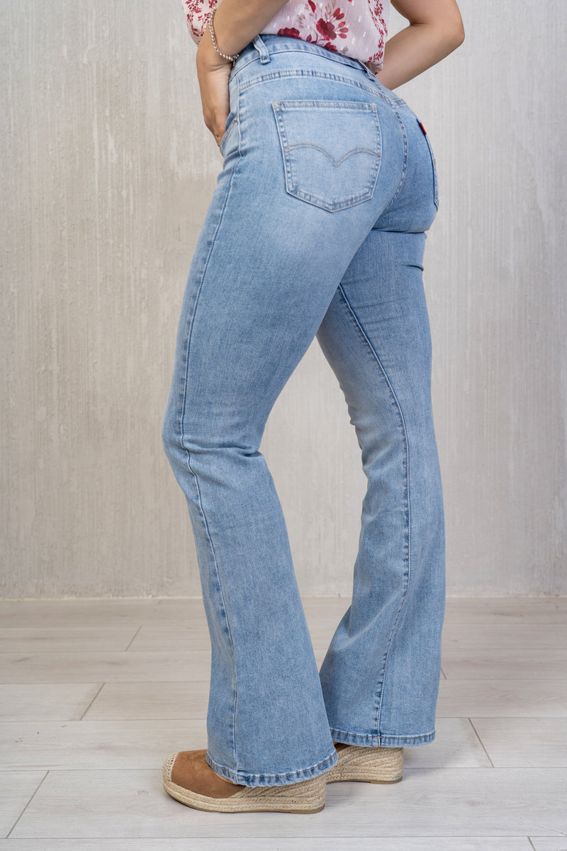 Jeans Flare Denim Chiaro a Zampa