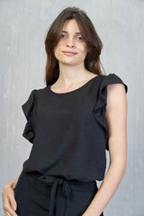 Blusa Plum Soft con Manica Volant