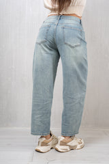 Pantalone Balloon in Jeans Elasticizzato Lavaggio The