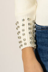 Maglia Shine con strass su collo e polsi
