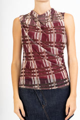Maglia smanicata drappeggiata fantasia Urban Check