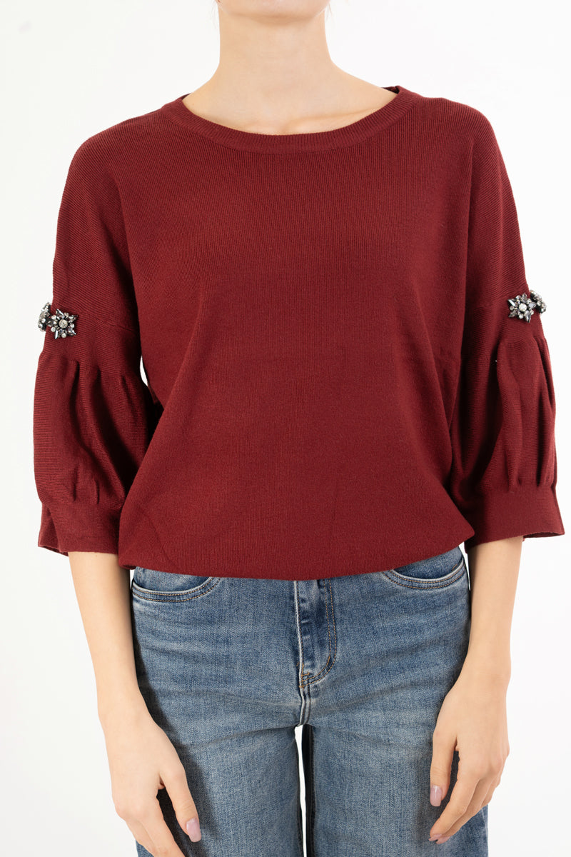 Maglia Balloon Chic con spilla gioiello