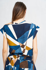 Camicia nodo in viscosa GeoSunset