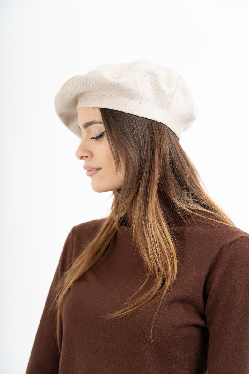 Basco in misto viscosa e lana con micro strass