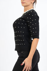 Maglia Chic a Trecce con Perle