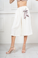 Pantalone Midi in Misto Viscosa con Fusciacca Charm