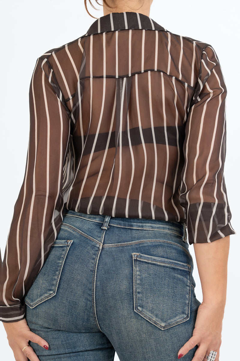 Camicia Rigata Sheer Glam